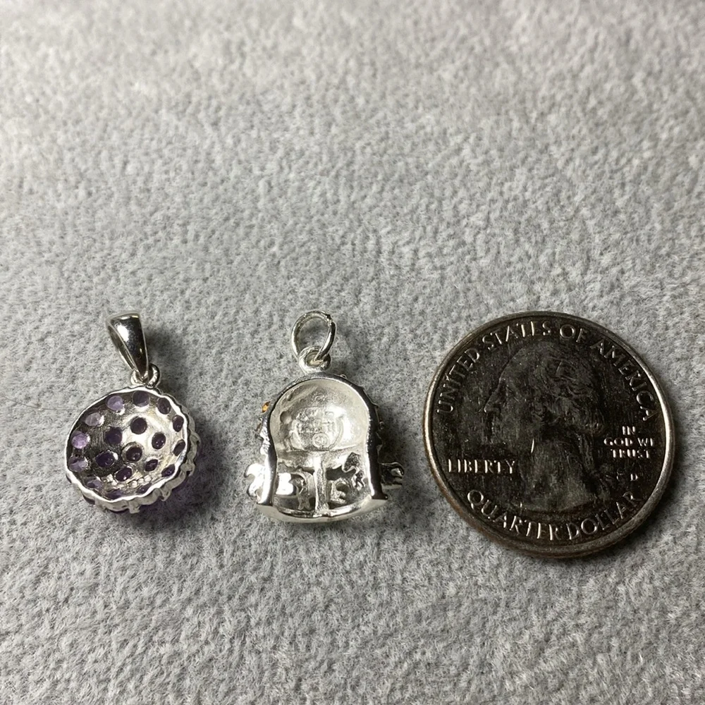 Sterling Silver Amethyst & Carousel Pendant Charm 925
